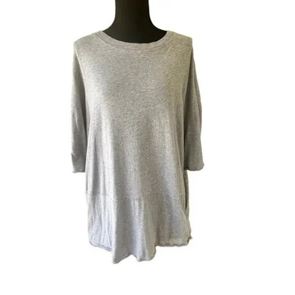 Free People Light Gray Short Sleeve Tunic Tee